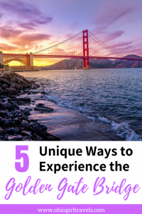The Golden Gate Bridge is an iconic landmark and is the 9th longest suspension bridge in the world! We were in total awe and found 5 unique ways to see the Golden Gate Bridge from every angle. Number 3 is absolutely incredible! You’ll definitely want to save this pin to your travel board. #goldengatebridge #california