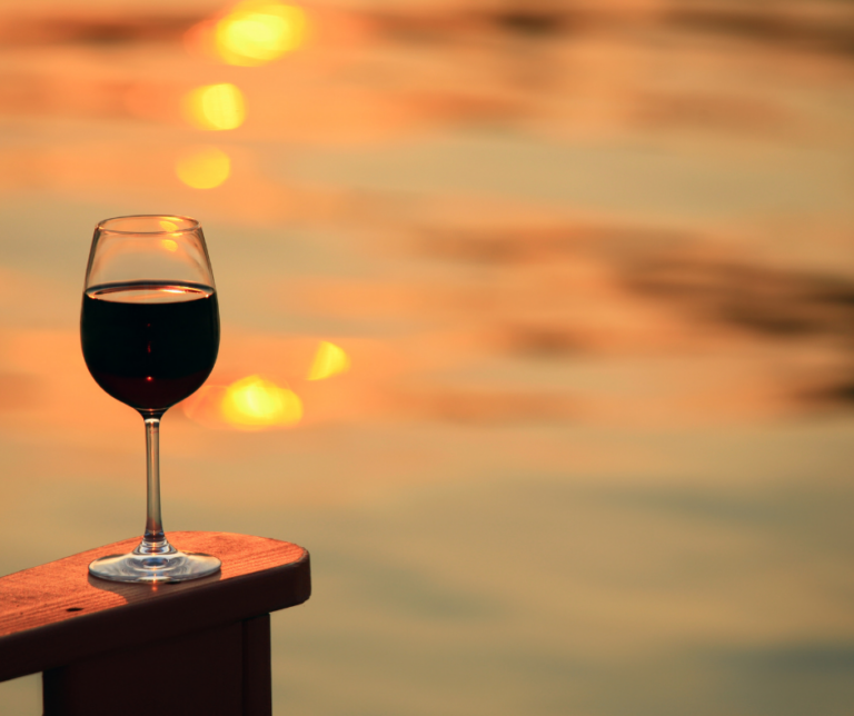Lake Sunset with Wine